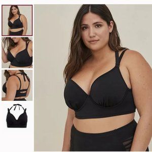Torrid UNDERWIRE HALTER PLUNGE BIKINI TOP size 1 D/DD